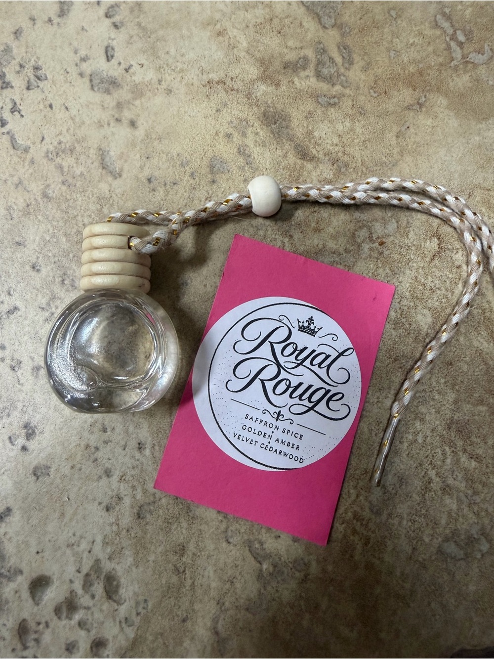 Royal Rouge Car Diffuser Saffron Spice Golden Amber Velvet Cedarwood New